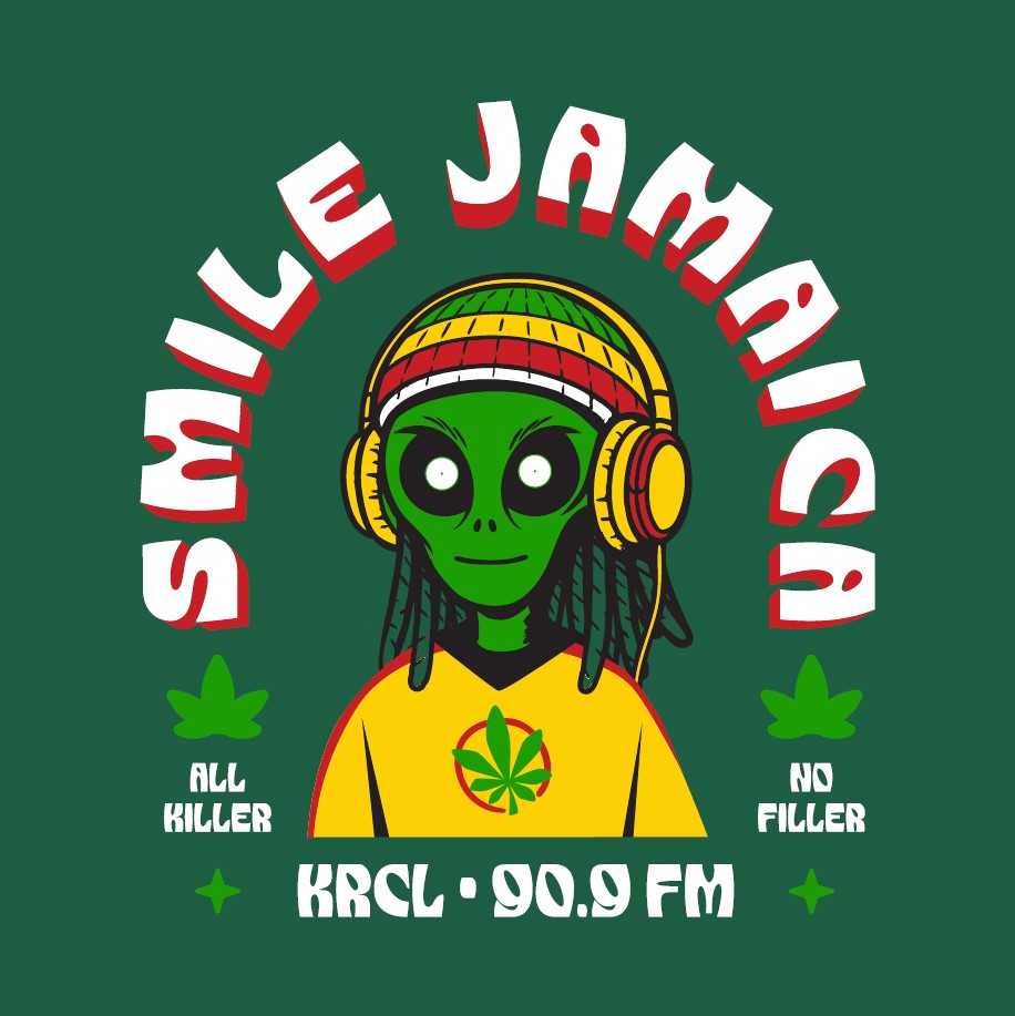 Rasta Alien on a green background